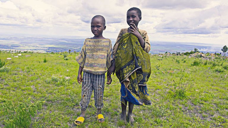 burundian children standing on hill