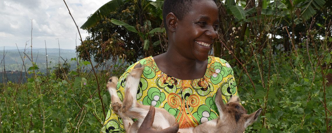 Godelieve holding her goat